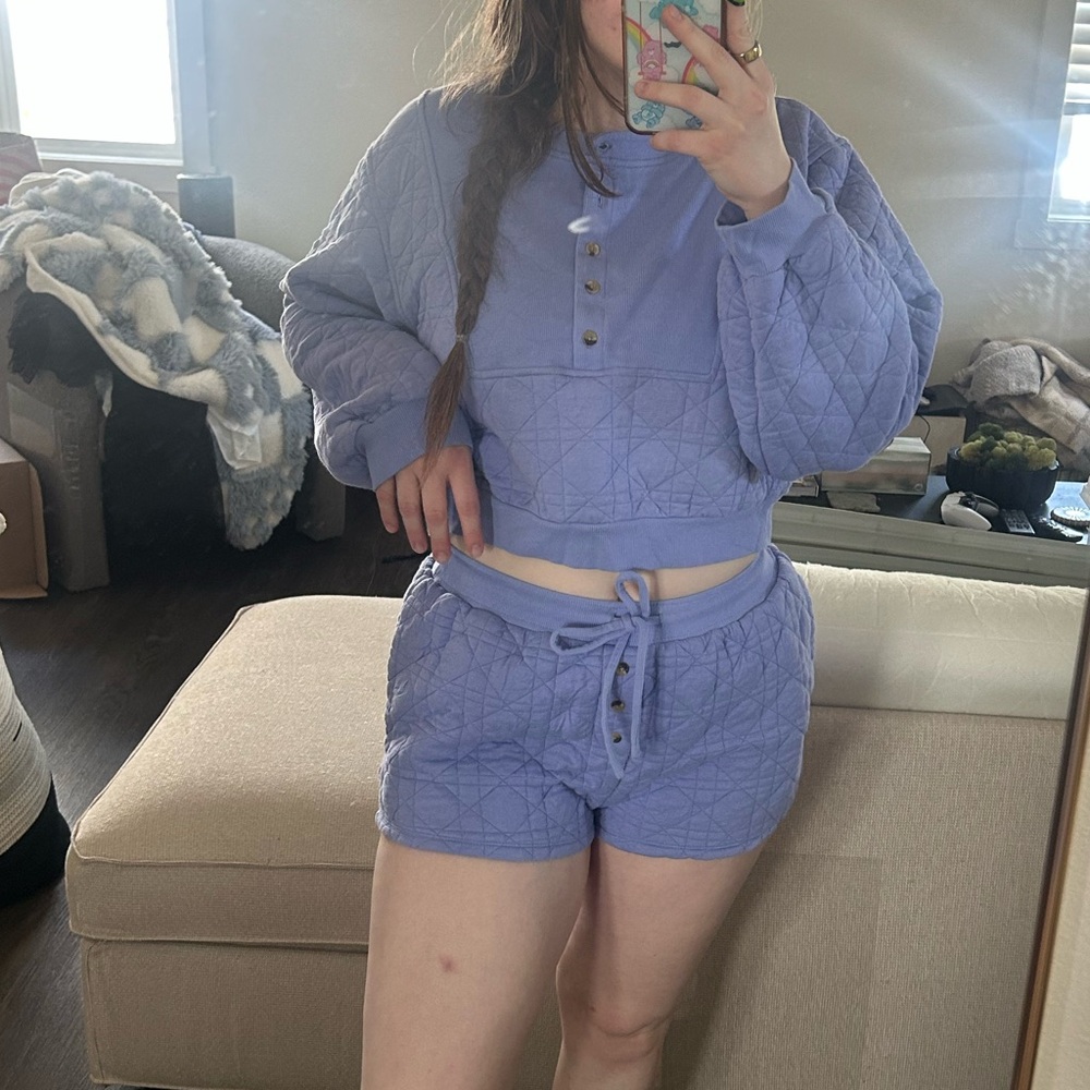 Anthropologie Quilted Matching Sweat Set